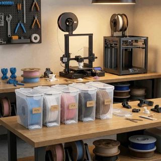 SHINDS 4 ชิ้น 3D การพิมพ์ Filament กล่องเก็บ,กันฝุ่นโปร่งใส 3D การพิมพ์ Filament คอนเทนเนอร์, Airtight แบบพกพากันน้ํา Filament Storage Organizer ซีล
