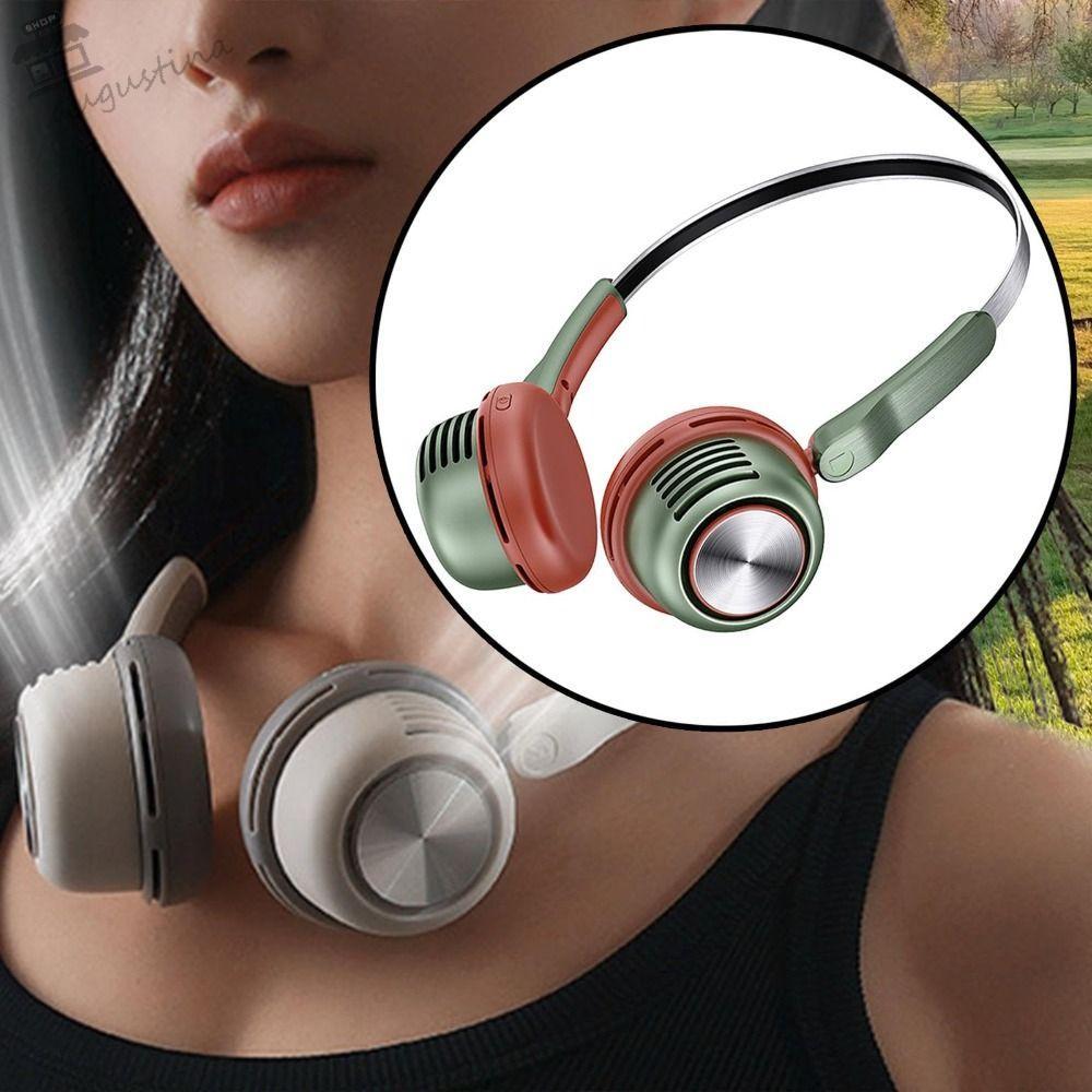 AUGUSTINA พัดลม USB แบบพกพา, พัดลมคอแขวนระบายความร้อน, ไม่มีใบมีด USB ชาร์จ Leafless Air Cooler สร้อ
