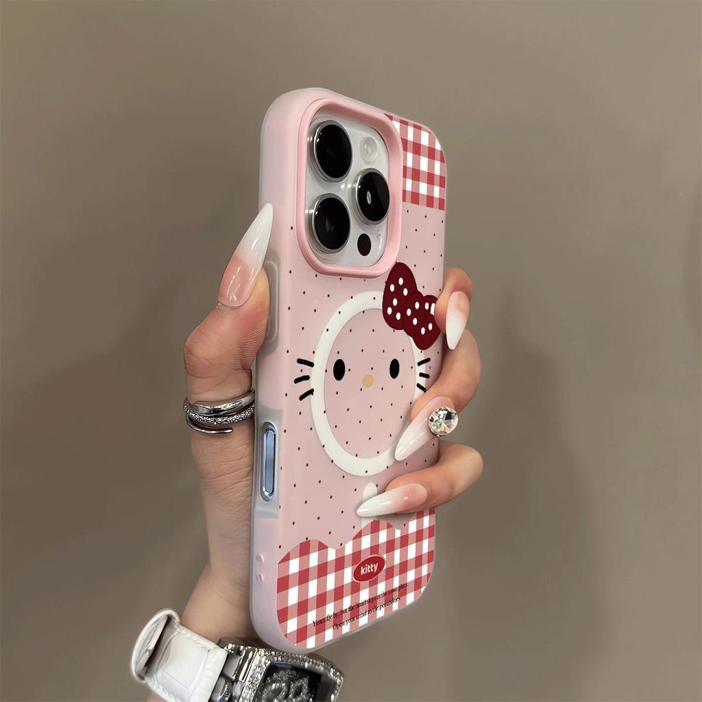 เคสไอโฟน 13 11 สำหรับ IPhone 16 17 Air 15 12 14 Pro Max XR Max 7 8 โบว์คิตตี้ แรงดึงดูดแม่เหล็ก GDCX