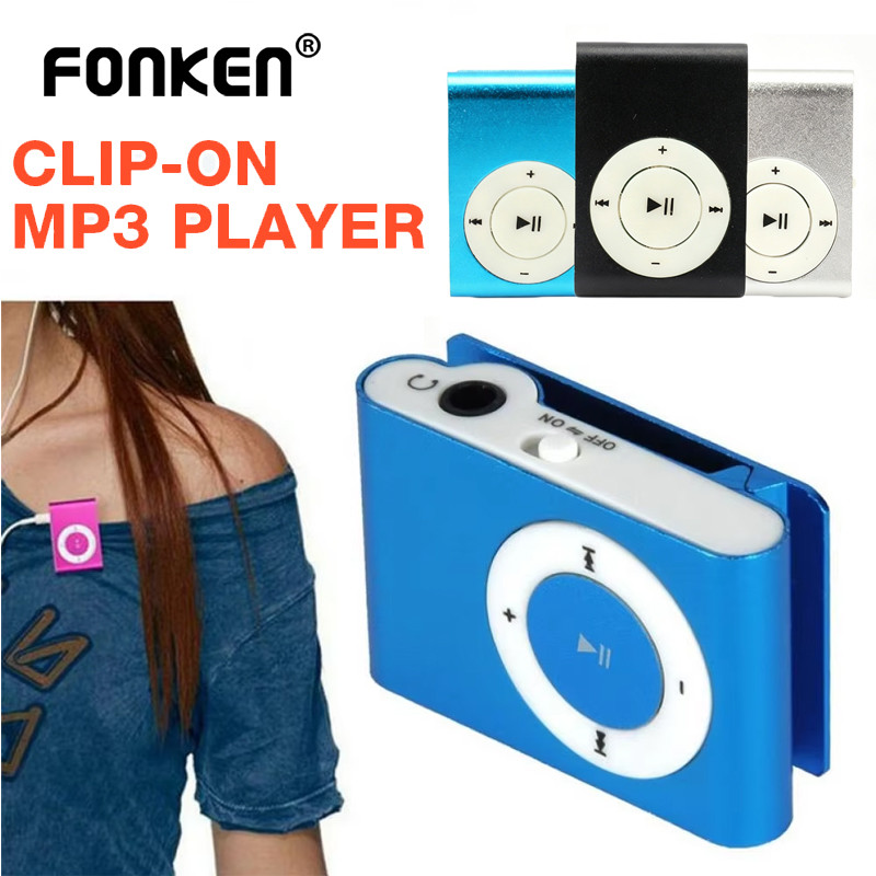 Fonken Mini MP3 Player Music Media Mini Clip พร้อมหูฟังรองรับ TF Card Stylish Design Walkman