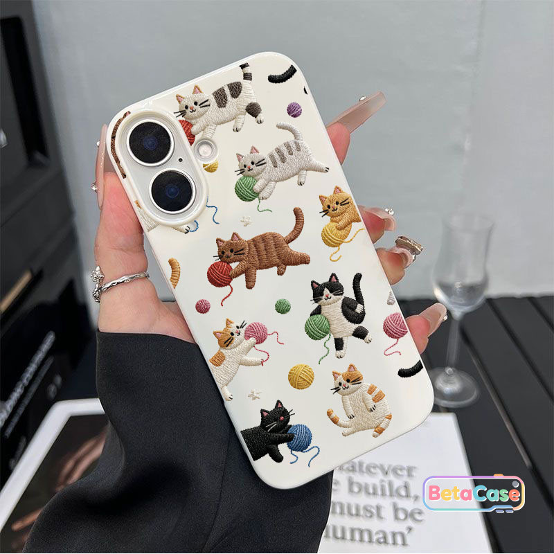 เคสไอโฟนซิลิโคนลายแมวน่ารักกันกระแทก 17Pro/16/15/14/13/12/11/ProMax/7G/7/8Plus/XS/XR/SE2/SE3