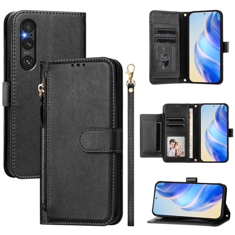 Multi-ช่องใส่การ์ดซิปกระเป๋าสตางค์หนังสําหรับ Sony Xperia 1 VIII/Sony Xperia 5 IV/Sony Xperia 5 V/So