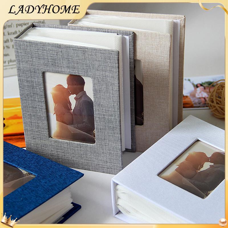 อัลบั้มภาพผ้าลินิน LH DIY: 100 ตําแหน่งสําหรับภาพ 4x6, ที่เก็บการเจริญเติบโตของเด็ก KZ