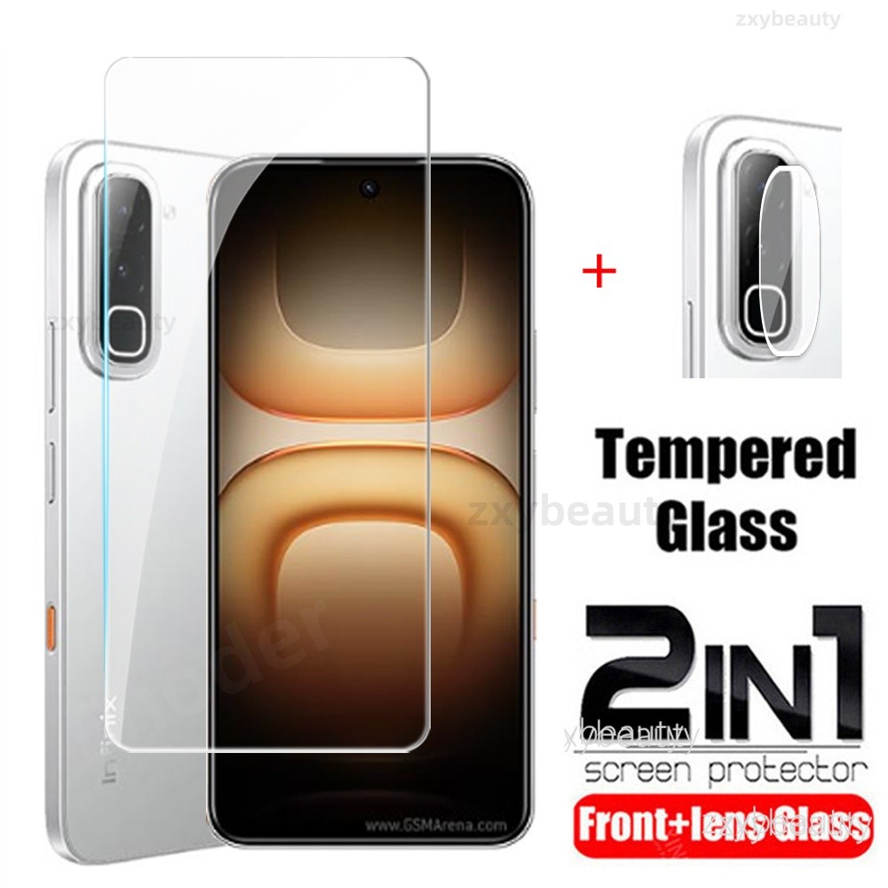 สําหรับ Infinix Hot 70 4G 5G 2026 ป้องกันหน้าจอ 2in1 คลุมทั้งหมดกระจกนิรภัยใสสําหรับ Hot70 X6895B ป้องกันกล้องเลนส์ฟิล์ม