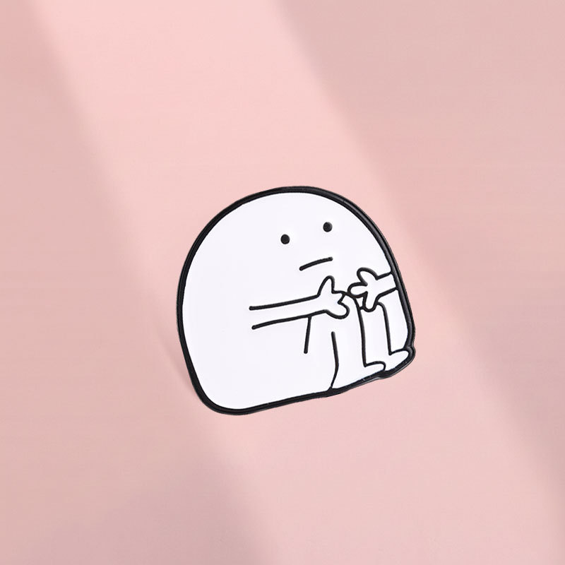 Meme Stick รูป Handshake เข็มกลัดเคลือบ Pin Minimalist สีขาวการ์ตูนตัวอักษร Lapel Pin สําหรับกระเป๋าเป้สะพายหลังเสื้อผ้าอุปกรณ์เสริมของขวัญสําหรับ Meme แฟน