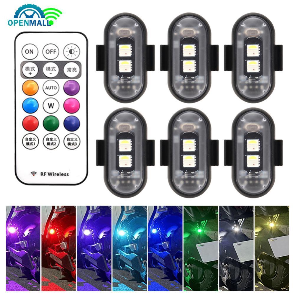 OPENMALL Magnetic RGB LED Strobe ไฟรถจักรยานยนต์รถยนต์ LED ตําแหน่งแฟลชไฟเตือนไร้สาย Q8S5
