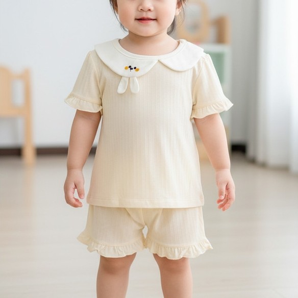 BCC 269 ชุดเด็กผู้หญิง คอปกระบายแขนสั้น น่ารัก ไซส์ 9m-36m