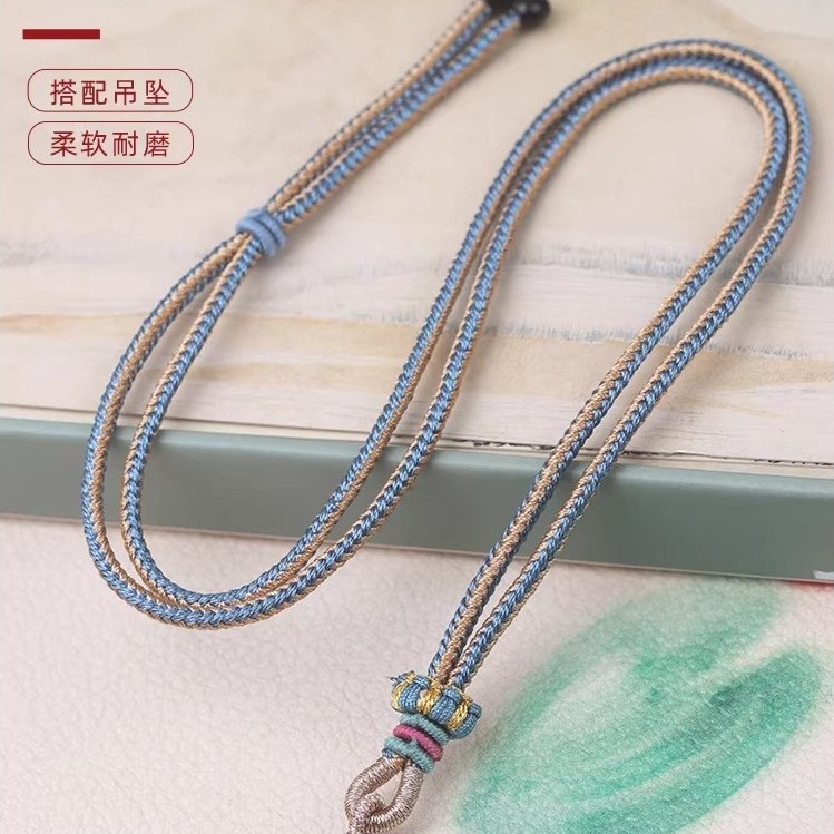 Lotus Knot Halter สองสี Ruyi เชือกถักทองหยก cui ขี้ผึ้ง yu Pei ผู้ชายผู้หญิงสร้อยคอเชือก