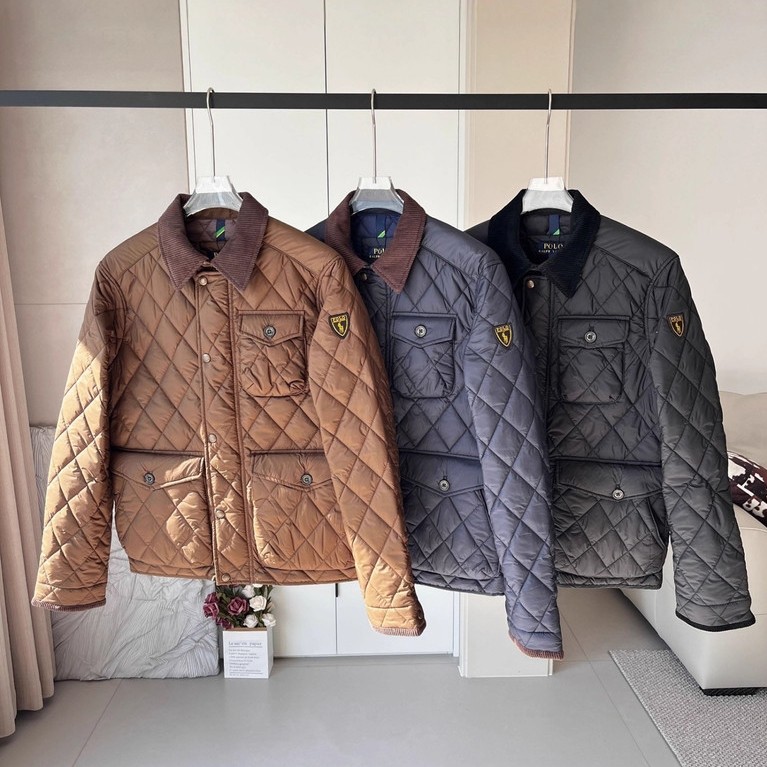 1N6T RL Xiaoma Classic Old Money Style Workwear Quilted Vintage Casual Versatile Cotton Jacket