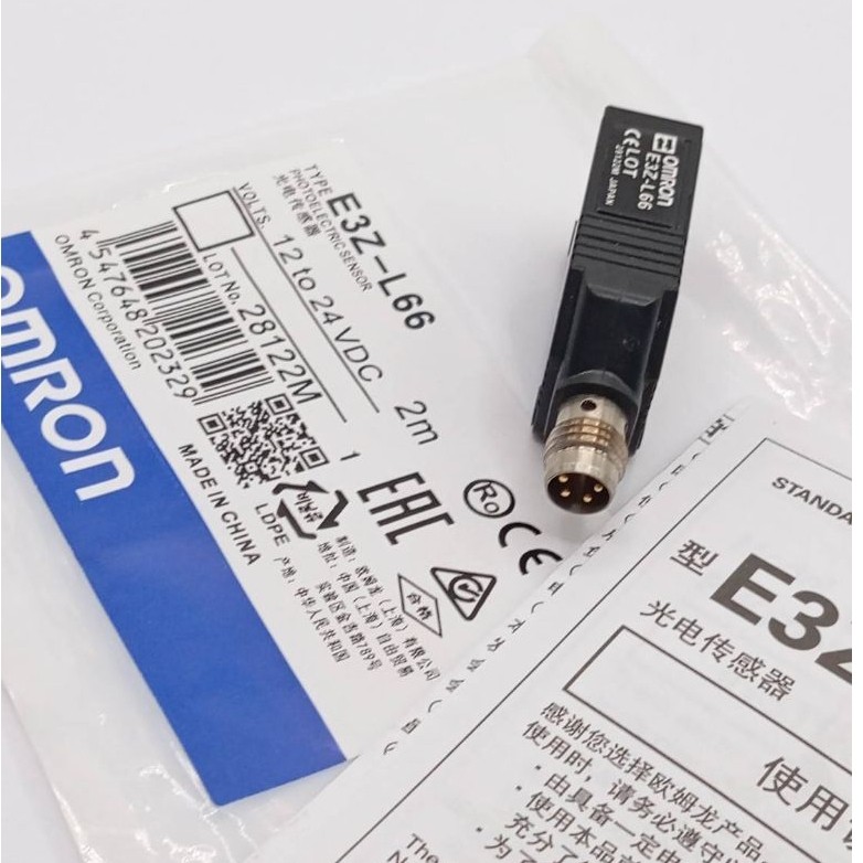 E3Z-L66 พร้อมส่ง E3Z-L66 เซ็นเซอร์จับวัตถุ(ชนิดกระดาษ)เป็นลำแสง M8-4P NPN ระยะ 60-120mm