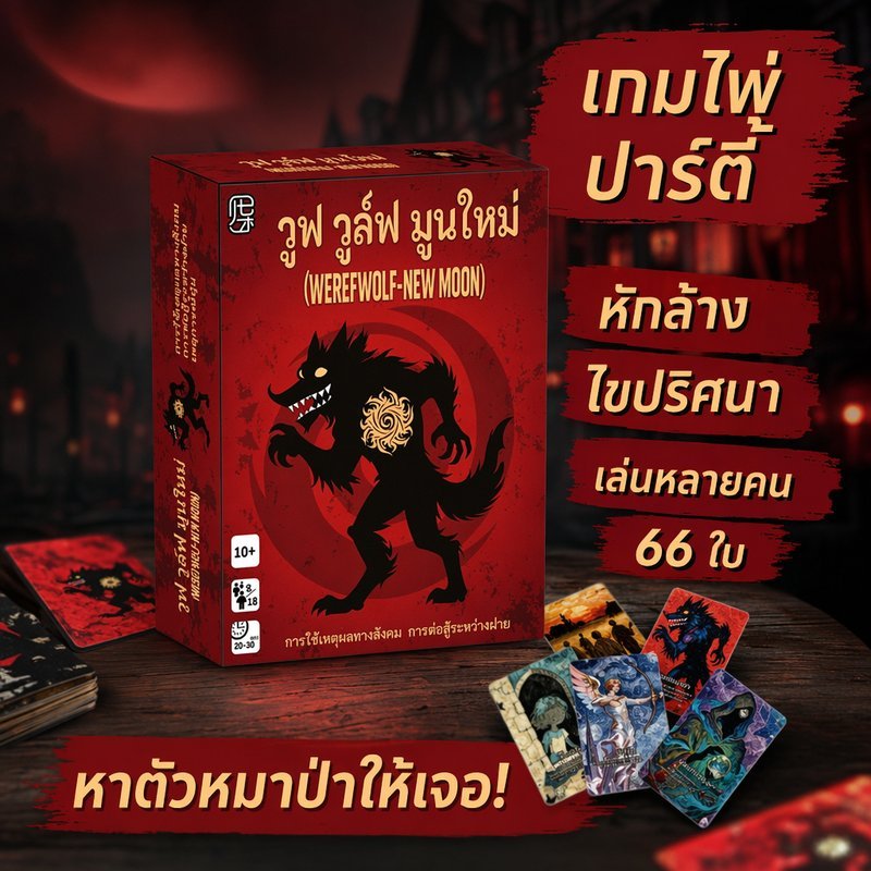 การ์ดเกม มนุษย์หมาป่า เกมปาร์ตี้ บอร์ดเกม สืบสวน หักเหลี่ยม ไขปริศนา เล่นหลายคน 5 ถึง 75 คน