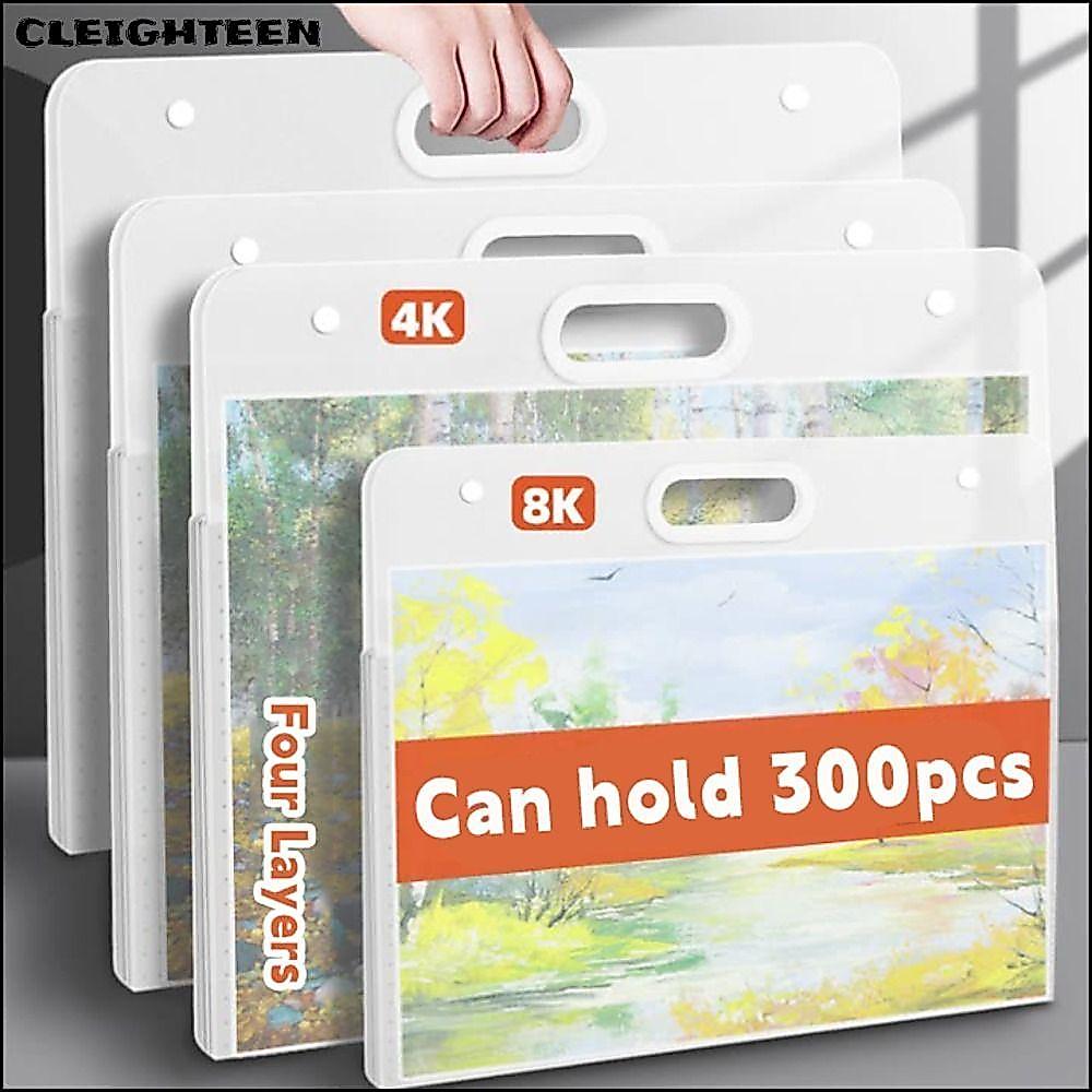 CLEIGHTEEN ภาพวาดถุงเก็บกระดาษ,สี่ชั้นโฟลเดอร์แฟ้มกันน้ํา, Simple A2/A3/A4 4K/8K/16K แบบพกพากระดาษคอลเลกชันหนังสือโรงเรียน Office