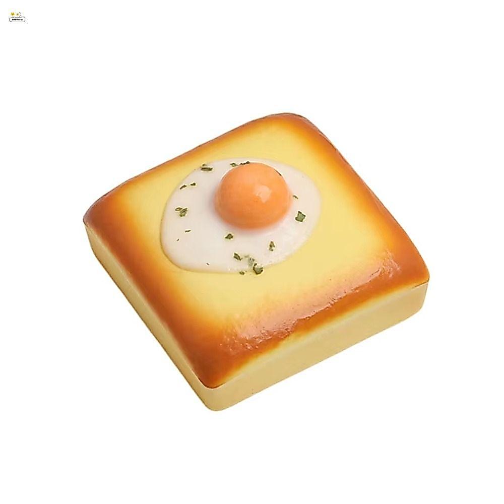 HOBBYHAVEN บีบของเล่นขนมปัง, โฟมที่สมจริงทอดไข่ Toast Squishy, Creative Slow Rising Hand Relax Pinch Squishy Toast เด็กผู้ใหญ่