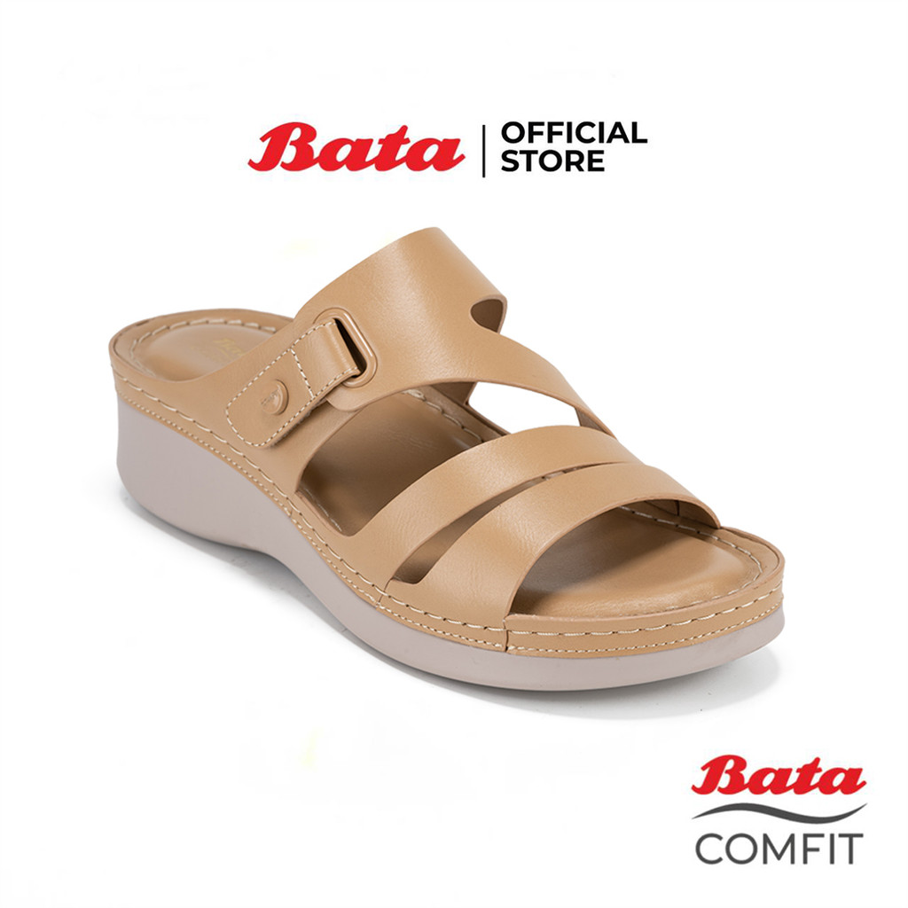 Bata บาจา Comfit รองเท้าเพื่อสุขภาพ แบบสวม เสริมส้นสูง 1 นิ้ว สำหรับผู้หญิง สีเบจ 6018169 สีดำ 6016169