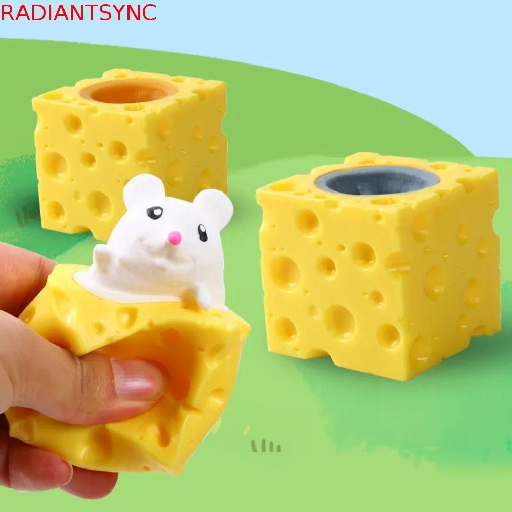 RADIANTSYNC Pop Up ของเล่นบีบ,ชีสเมาส์กบของเล่นบีบอัด,สีสุ่มนุ่มซ่อนและค้นหาหลายประเภทหยิกของเล่นเด็กของขวัญ