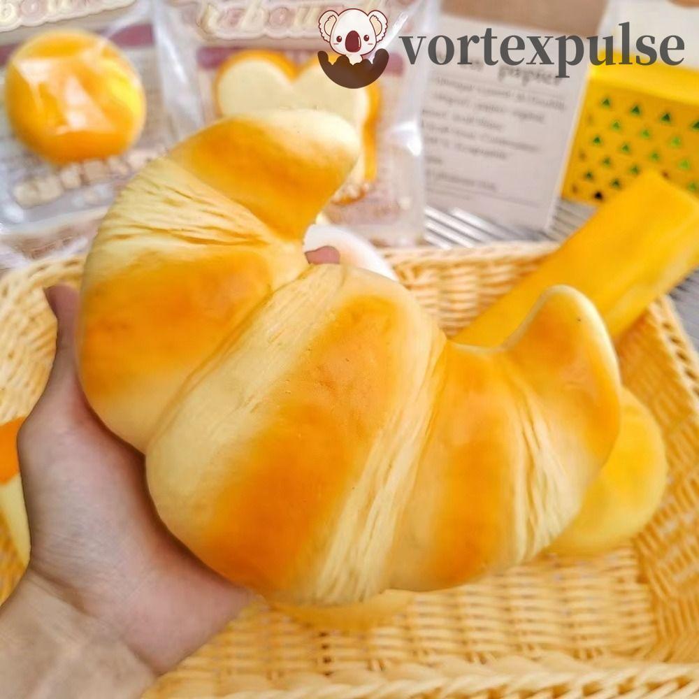 VORTEXPULSE Squishy Croissant, Hand Relaxing Calming Bread Squishy ของเล่น, ชายหญิง Slow Rising Super Soft Pinch Sensory Fidget เค้กเด็กผู้ใหญ่