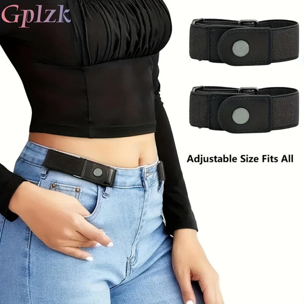 GPLZK 2ชิ้น/เซ็ตผ้าใบปรับยางยืดไม่มีหัวเข็มขัดกางเกงหัวเข็มขัดผู้หญิงผู้ชาย