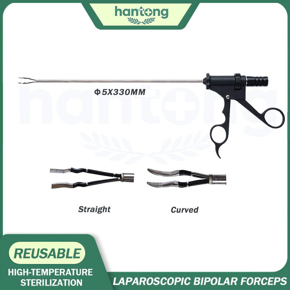 Medical Reusable Laparoscopic Instruments พลาสติก Handle Bipolar Coagulation Forceps พร้อม Bipolar C