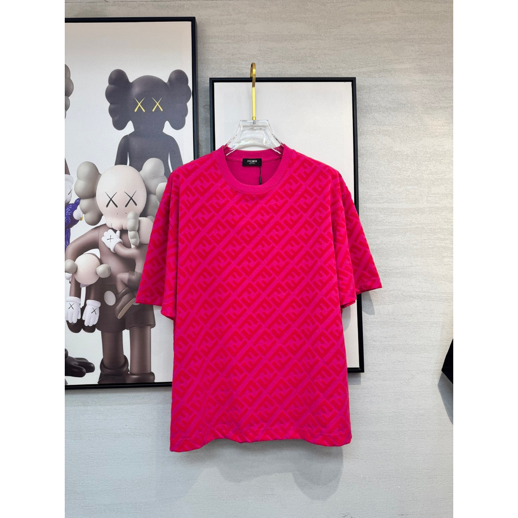 FENDI/FENDI ฤดูร้อนสไตล์ใหม่แขนสั้นเสื้อยืดผู้ชายผู้หญิงคู่สไตล์ High-End Two-Line ฤดูใบไม้ผลิแฟชั่น