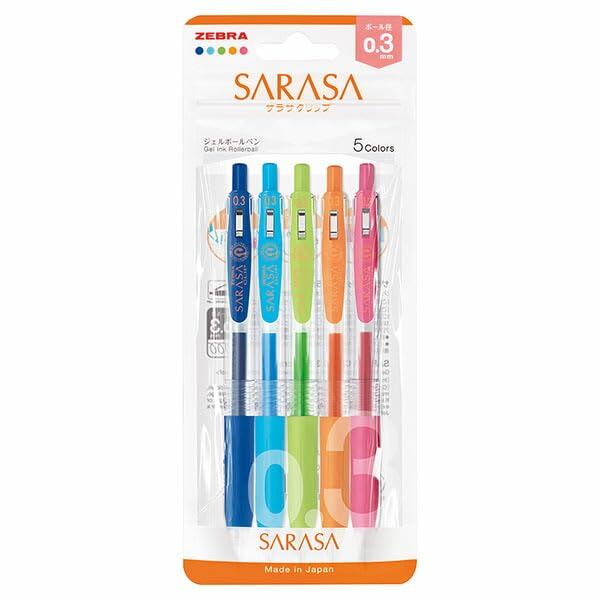 【Direct from Japan】 ปากกาเจล Zebra Sarasa Clip ขนาด 0.3 มม. ชุด 5 สี N JJH15-5C-N