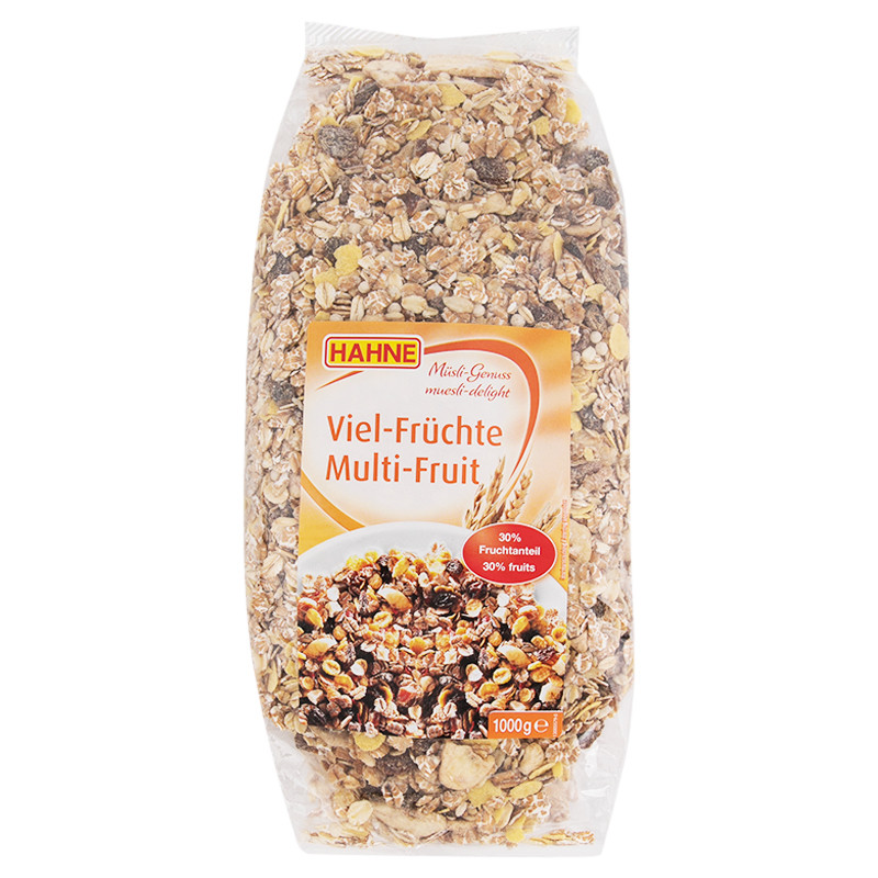 ฮาทเน่มูสลี่ผลไม้ 1กก. Hahne Muesli Fruit Fravours 1kg. [หมายเลขบาร์โค้ด 4008569004909 ]