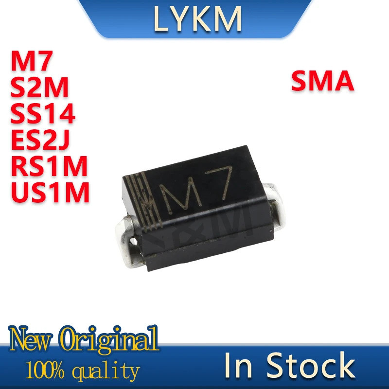 100/PCS ใหม่ Original M7 1N4007 SS14 1N5819 ES2J S2M RL207 RS1M FR107 US1M UF4007 SMA Patch ultrafas