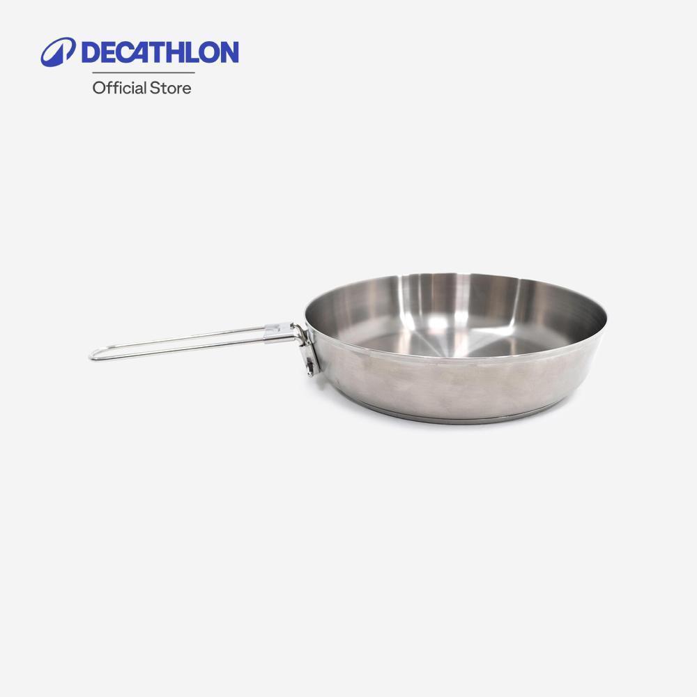 Decathlon Stainless Steel Camping Frying Pan 500 กระทะสเตนเลสก้นกระทะสองชั้น รุ่น 500 ความจุ 1.2 ลิตร - Silver