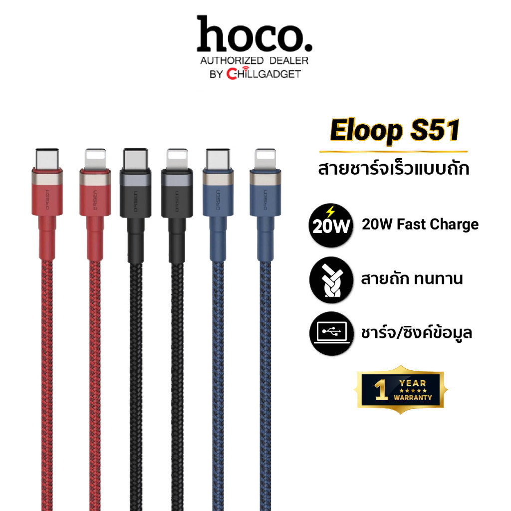 Orsen by Eloop S51 สายชาร์จเร็ว 20 วัตต์ Type-C to L สำหรับ lphone สายถักไนลอน ทนทาน ชาร์จเร็ว