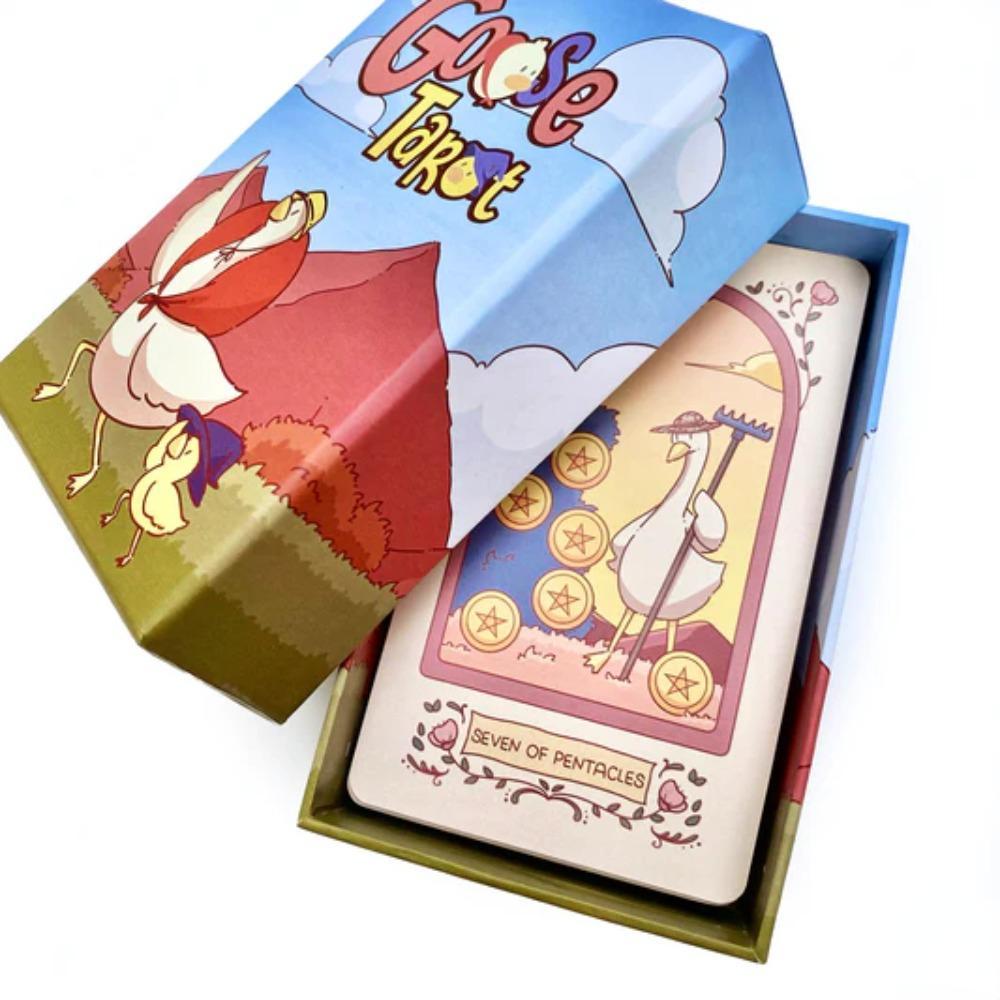 12*7 ซม.น่ารัก Goose Tarot สัตว์ Tarot Deck Kawaii 78 ชิ้นในกล่องแข็ง