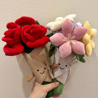 ตุ๊กตาช่อดอกไม้ ช่อดอกไม้ตุ๊กตา เย็บร้อย น่ารัก ช่อดอกกุหลาบทำมือ เหมาะมากที่จะให้เป็นของขวัญ ของที่ระลึก