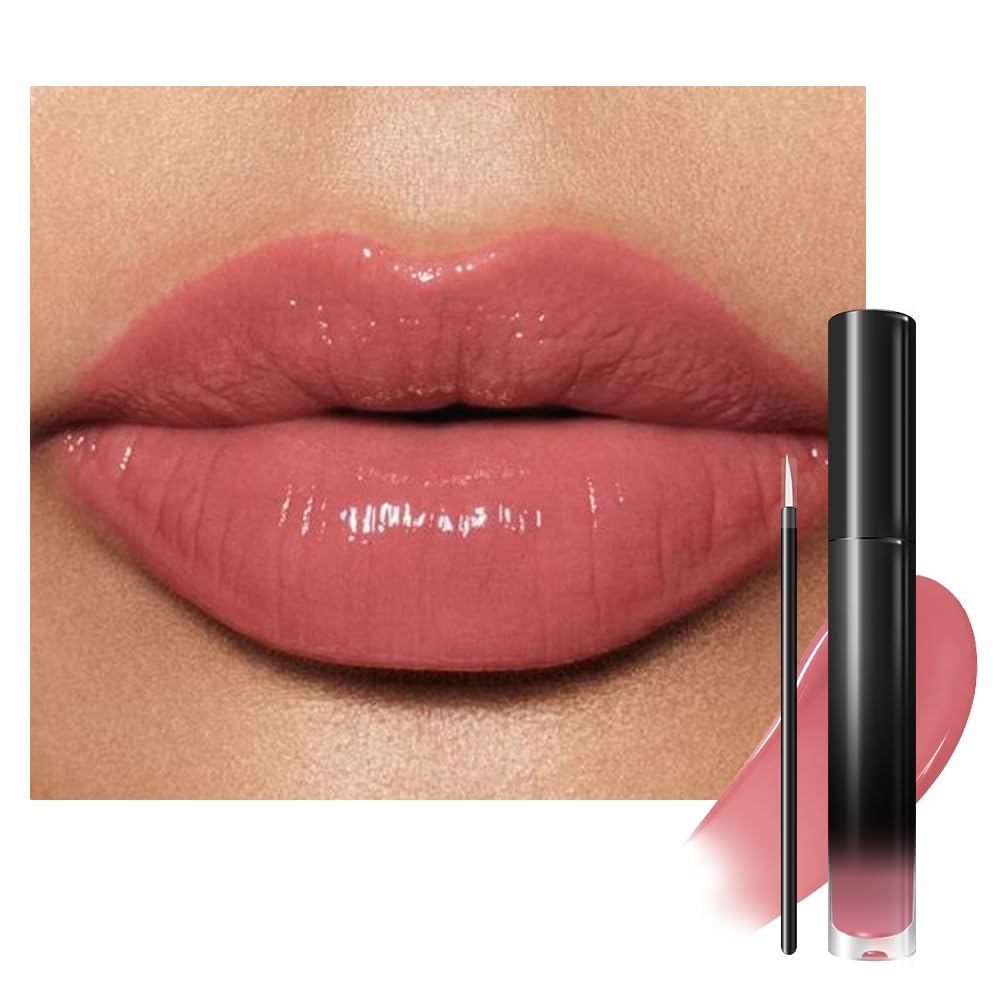 Evpct Rose Mauve Nude Shiny Longwear No-Budge Liquid Lip Color ลิปสติกแต่งหน้า, สีสูง, Instant Shini