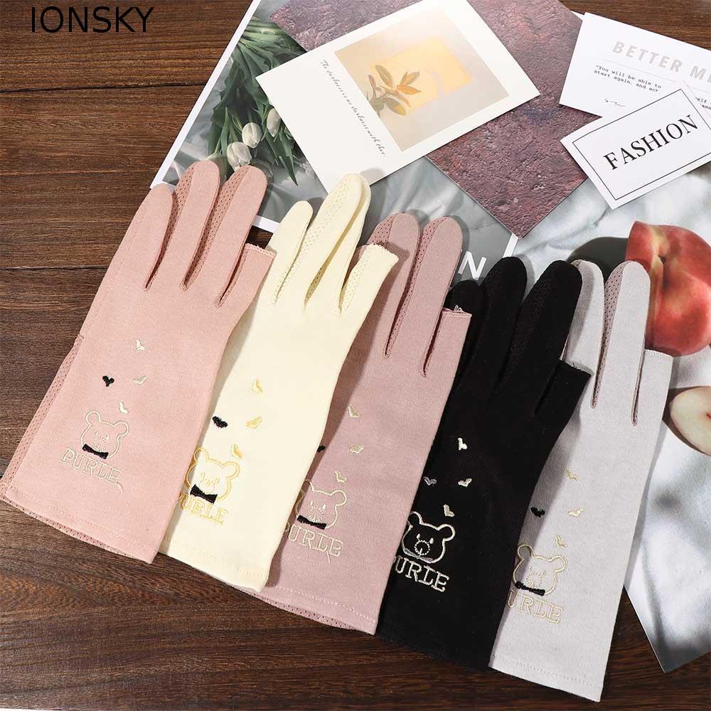 IONSKY Drive Mitten Sun-proof Breathable Bear Women Lady Summer Sunscreen Mittens