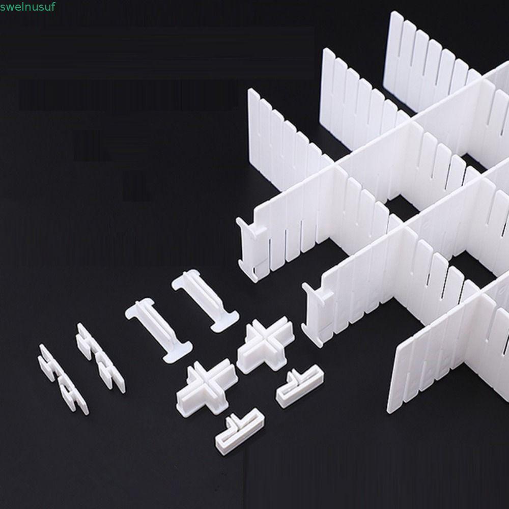 SAUTE 10PCS Cross Buckle Fixing Clip,พลาสติกสีขาว Partition Extension Buckle,Cross Extension Buckle T/Cross/Three-way Type Drawer Partition Accessories ถุงเท้า