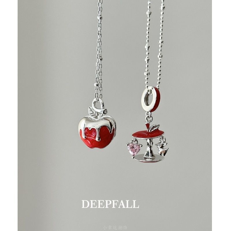 [miaom] ปลอดภัย Smooth Christmas โรแมนติกสีแดง Apple จี้ Clavicle Chain DIY Retro อุปกรณ์เสริม