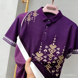 เหมาะสําหรับวันหยุดอย่างเป็นทางการ เสื้อโปโลสไตล์ไทย ไม่ขีด จํากัดเพศ เสื้อโปโลผู้ชาย แขนสั้น ผ้าระบายอากาศ มีหลายสีหลายลายให้เลือก