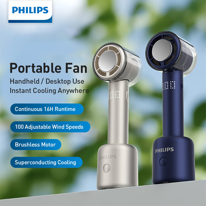 พัดลมความเร็วสูง Philips พร้อมฐานน้ําแข็งทําความเย็น 3000 MA Type-C ชาร์จ