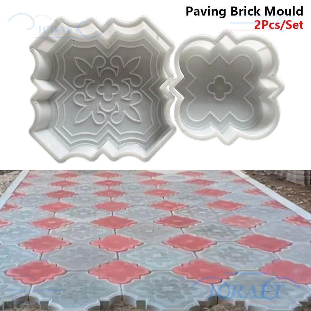 ICRAFT 2 ชิ้น/เซ็ต Paving อิฐ Mould, 30 ซม.Reusable Stepping Stone Paver, ดอกไม้ขนาดเล็กขนาดใหญ่พลาสติก DIY คอนกรีต Path Maker แม่พิมพ์สําหรับสนามหญ้า Patio Yard Garden