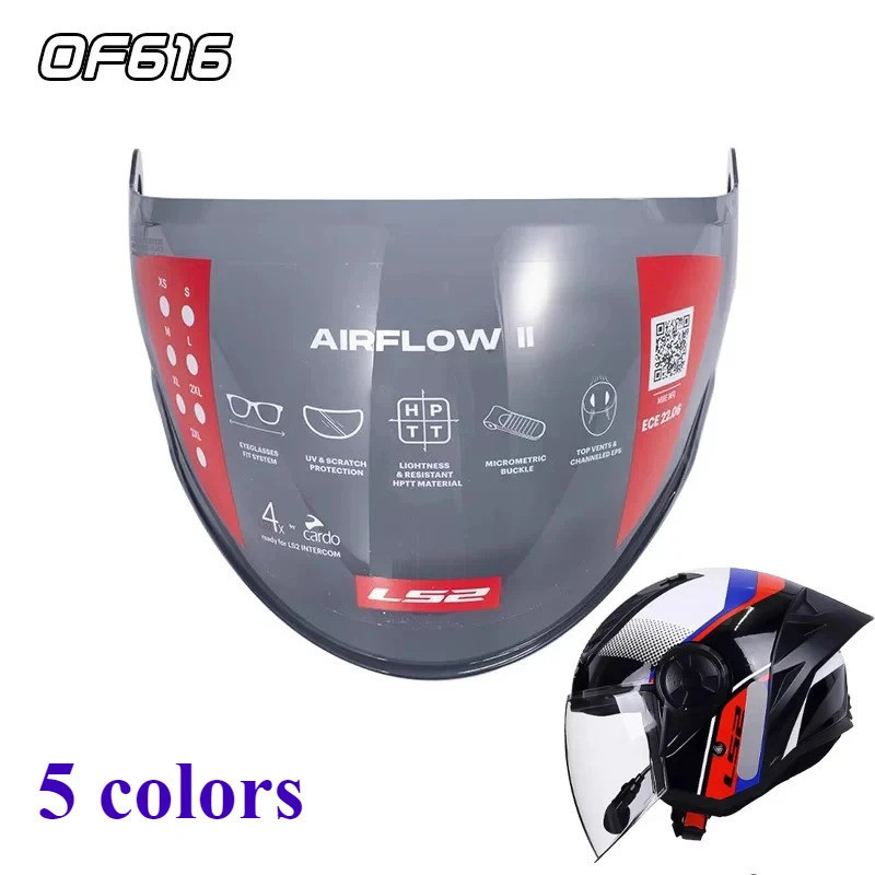 2025NEW2025NEWOriginal LS2 OF616 Airflow II รถจักรยานยนต์ครึ่งหมวกกันน็อค of616 เลนส์เดิมเลนส์สีดําส