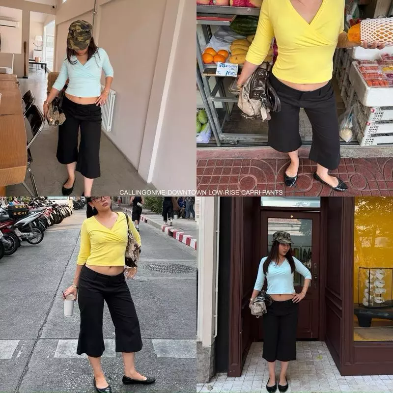 callingonme-downtown low-rise capri pants กางเกง 3 ส่วน เอวต่ำ