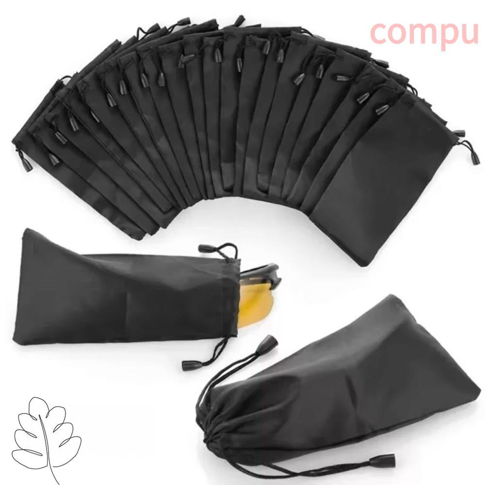COMPU Drawstring Storage Pouch, Portable Dust Waterproof Dust Pouches, น้ําหนักเบาทนทาน Drawst Closed Black Glasses Container ที่เก็บลิปสติก