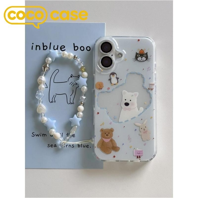 【𝐍𝐄𝐖】เคสไอโฟน เคส iPhone 17/16/15 Pro Max ลายสัตว์Jellycat สายคล้องสวย พื้นขาวเนื้อครีม