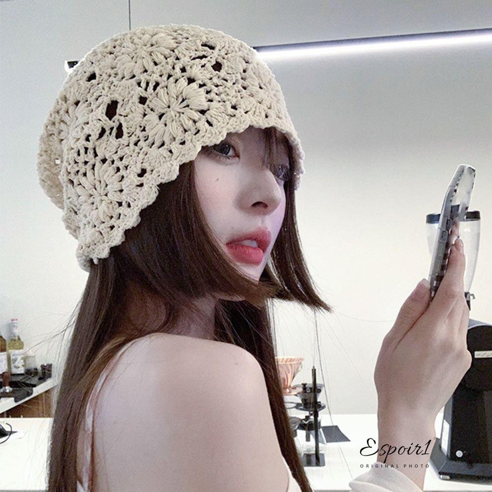 หมวกเบเรต์ถักดีไซน์โปร่ง airFlow แฟชั่นสำหรับวันหยุดและสวมใส่ทุกวัน ESPOIR1