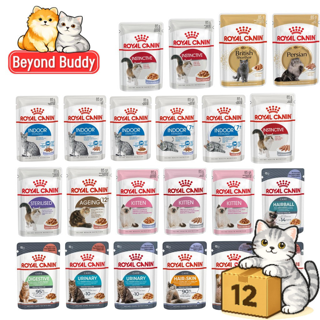 ( ยกโหล 12 ซอง ) Royal Canin โรยัล คานิน อาหารเปียกแมว ทุกช่วงวัย ทุกสายพันธุ์ เปียกแมว ขนาด 85 กรัม