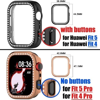 2in1 เพชรกรณี + สายซิลิโคนสําหรับ Huawei Fit 5 Fit5 Pro สร้อยข้อมือนุ่มสําหรับ Huawei Fit 4/4 Pro หน้าจอฝาครอบป้องกันอุปกรณ์เสริม