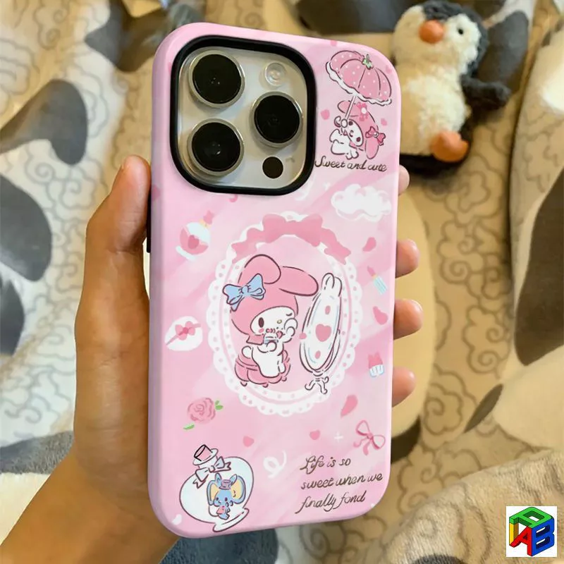 เคสสําหรับ Samsung A16/A17/A06/A07/A25/A26/A36/A37/A54/A55/A56/A57 น่ารักแต่งหน้ากระต่าย 2-in-1 สองชั้นเคสป้องกันการล่มสลาย
