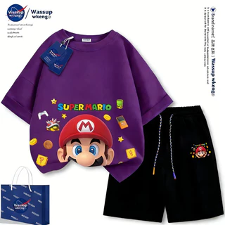 【จัดส่งไทย】2ชิ้น TMเซ็ตชุดเด็ก NASAลายมาริโอ้ เสื้อ+กางเกง ชุดสองชิ้น ชุดผ้าฝ้ายเด็ก ชุดมาริโอ เสื้อผ้าเด็กชาย ชุดก#2