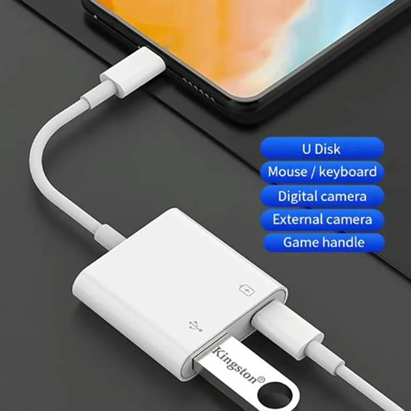 อะแดปเตอร์ Lightning เป็น USB OTG สําหรับ iPhone Ipad เมาส์คีย์บอร์ดชาร์จ U Disk กล้อง CardReader Da
