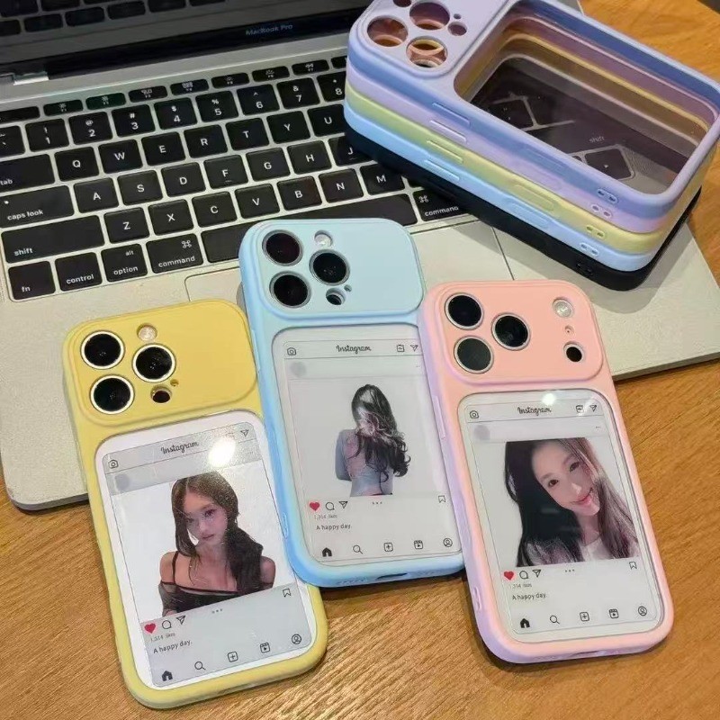 หน้าต่างขนาดใหญ่ 2-in-1 อะคริลิคโปร่งใสเคสโทรศัพท์สําหรับ IPhone 11 12 13 14 15 16 Pro Max 15 16 Plus กันกระแทกกรณี