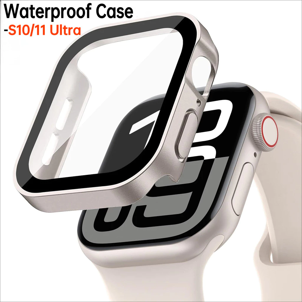 กันน้ําขอบตรงป้องกันหน้าจอสําหรับ Apple Watch11 10 46 มม.42/9 8 7 6 5 44 มม.41/45/40/SE3 /SE2 Ultra3/2 49 มม.อุปกรณ์เสริม