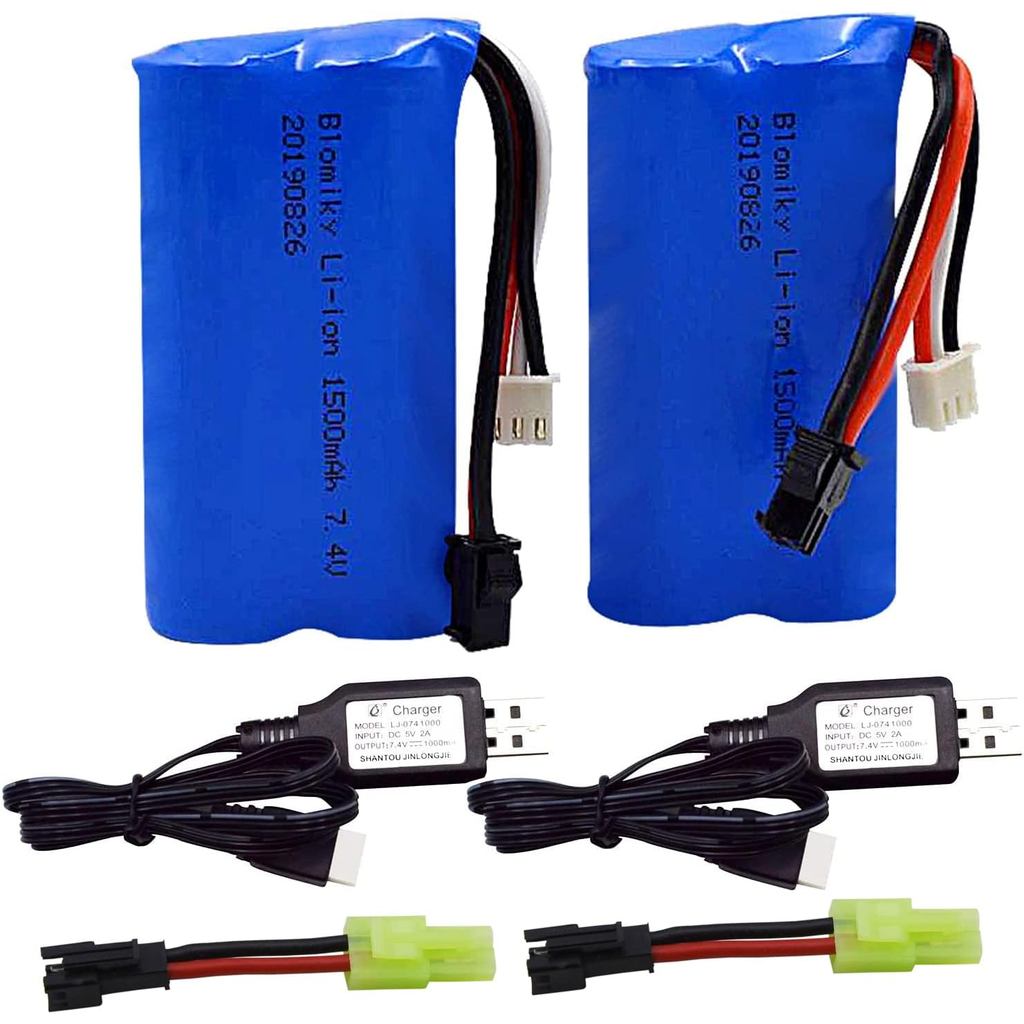 Blomiky 2 Pack H101 7.4V 2S 15C 1500mAh แบตเตอรี่ SM-2P ปลั๊กเหมาะสําหรับ H105 H103 H101 รีโมทคอนโทร